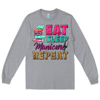 Heather Grey eat sleep manicure repeat Long Sleeve Tee - NancyCooperArtShop