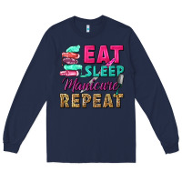Navy eat sleep manicure repeat Long Sleeve Tee - NancyCooperArtShop
