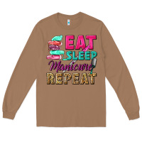 Toasted Coconut eat sleep manicure repeat Long Sleeve Tee - NancyCooperArtShop
