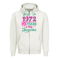 Oatmeal Heather made in 1972, 50 years of being awesome Zipper Hoodie - Jasminsmagicworld