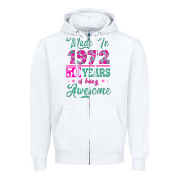 White made in 1972, 50 years of being awesome Zipper Hoodie - Jasminsmagicworld