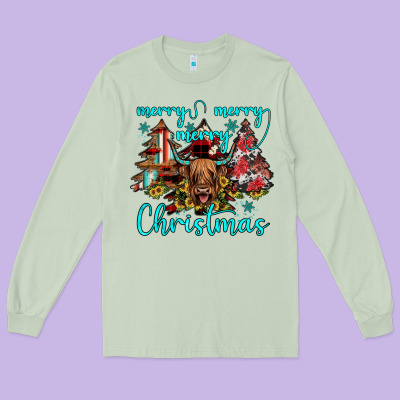 Merry Christmas Long Sleeve Tee Designed By Jahusdesignshop
