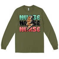 Army Green nurse leopard lightning bolt Long Sleeve Tee - MaliasSmallBusiness