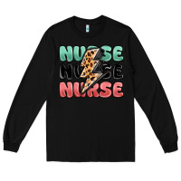 Black nurse leopard lightning bolt Long Sleeve Tee - MaliasSmallBusiness