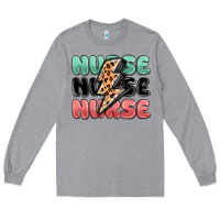 Heather Grey nurse leopard lightning bolt Long Sleeve Tee - MaliasSmallBusiness