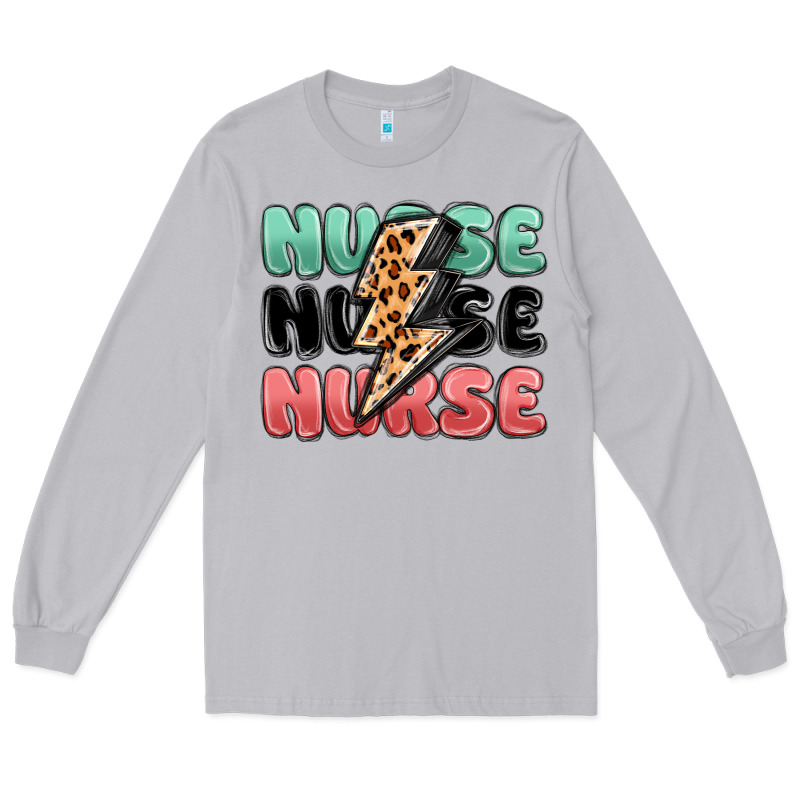 Nurse Leopard Lightning Bolt Long Sleeve Tee by MaliasSmallBusiness | Teevron