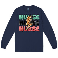 Navy nurse leopard lightning bolt Long Sleeve Tee - MaliasSmallBusiness