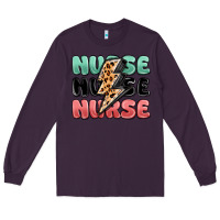 Plum nurse leopard lightning bolt Long Sleeve Tee - MaliasSmallBusiness