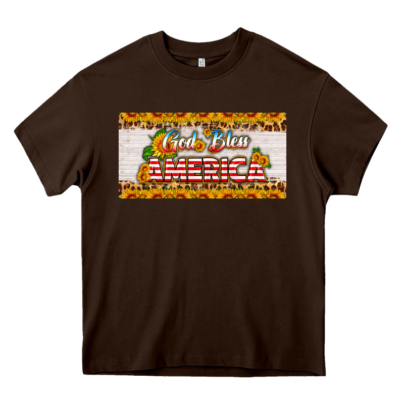 God Bless America Sunflower License Plate Heavy Core Tee by HRA Design Shop | Teevron