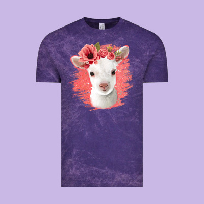 Floral Baby Goat Vintage Tee Designed By Jasminsmagicworld