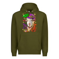 Army Green Mardi Gras Goat Premium Hoodie - HowdyJamesFarm