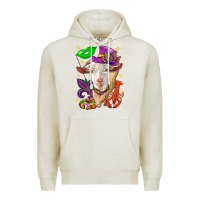 Oatmeal Heather Mardi Gras Goat Premium Hoodie - HowdyJamesFarm