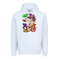 White Mardi Gras Goat Premium Hoodie - HowdyJamesFarm