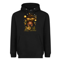 Black 2024 happy new year  afro messy bun Heavyweight Hoodie - texasbilliewilder
