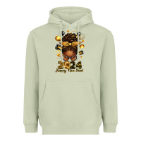 Matcha 2024 happy new year  afro messy bun Heavyweight Hoodie - texasbilliewilder
