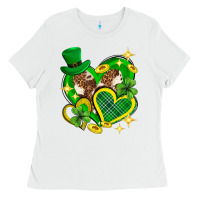White St. Patrick's Day lucky heart Ladies Tee - Neo Western