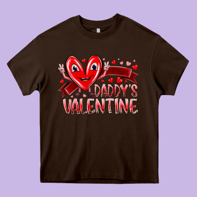 Daddy Is Valentine Heavy Core Tee Designed By Racoondesign