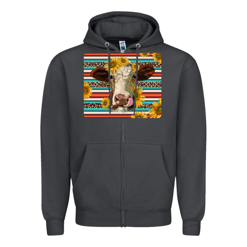 Serape Leopard Hereford Cattle Mousepad Zipper Hoodie by Jasminsmagicworld | Teevron