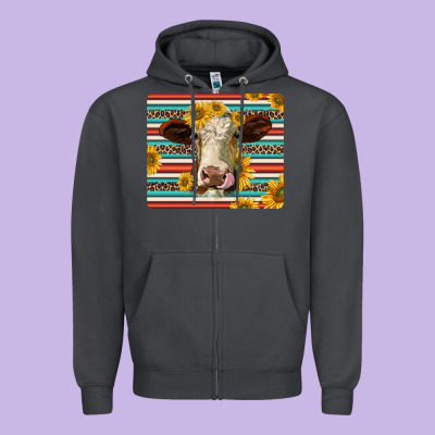 Serape Leopard Hereford Cattle Mousepad Zipper Hoodie Designed By Jasminsmagicworld
