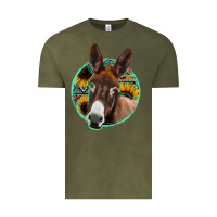 Vintage Olive aztec backsground donkey Vintage Tee - Jasminsmagicworld