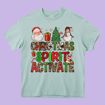 Christmas Spirit Activate Heavy Core Tee Designed By Fadigitalartstudio