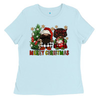 Baby Blue merry christmas buffalo afro gnomies Ladies Tee - FaDigitalArtStudio