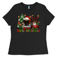 Black merry christmas buffalo afro gnomies Ladies Tee - FaDigitalArtStudio