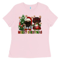 Bubblegum Pink merry christmas buffalo afro gnomies Ladies Tee - FaDigitalArtStudio