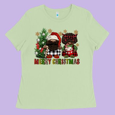 Merry Christmas Buffalo Afro Gnomies Ladies Tee Designed By Fadigitalartstudio