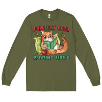Army Green purrfect cozy reading vibes Long Sleeve Tee - MaliasSmallBusiness