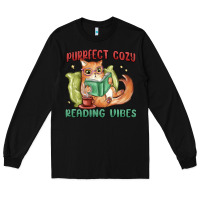Black purrfect cozy reading vibes Long Sleeve Tee - MaliasSmallBusiness