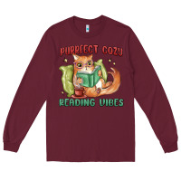 Burgundy purrfect cozy reading vibes Long Sleeve Tee - MaliasSmallBusiness