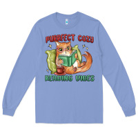 Colony Blue purrfect cozy reading vibes Long Sleeve Tee - MaliasSmallBusiness
