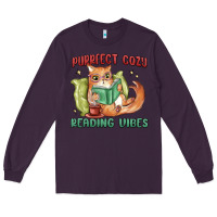 Plum purrfect cozy reading vibes Long Sleeve Tee - MaliasSmallBusiness
