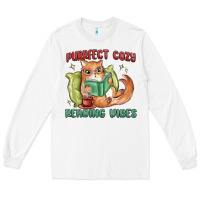 White purrfect cozy reading vibes Long Sleeve Tee - MaliasSmallBusiness