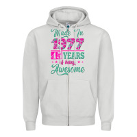 Dove Grey made in 1977, 45 years of being awesome Zipper Hoodie - Jasminsmagicworld
