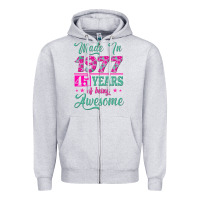 Heather Grey made in 1977, 45 years of being awesome Zipper Hoodie - Jasminsmagicworld