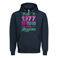 Navy made in 1977, 45 years of being awesome Zipper Hoodie - Jasminsmagicworld