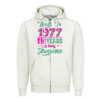 Oatmeal Heather made in 1977, 45 years of being awesome Zipper Hoodie - Jasminsmagicworld