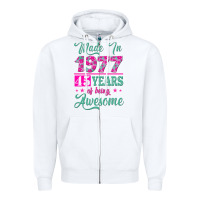 White made in 1977, 45 years of being awesome Zipper Hoodie - Jasminsmagicworld