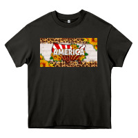 Asphalt america map sunflower license plate Heavy Core Tee - HRA Design Shop