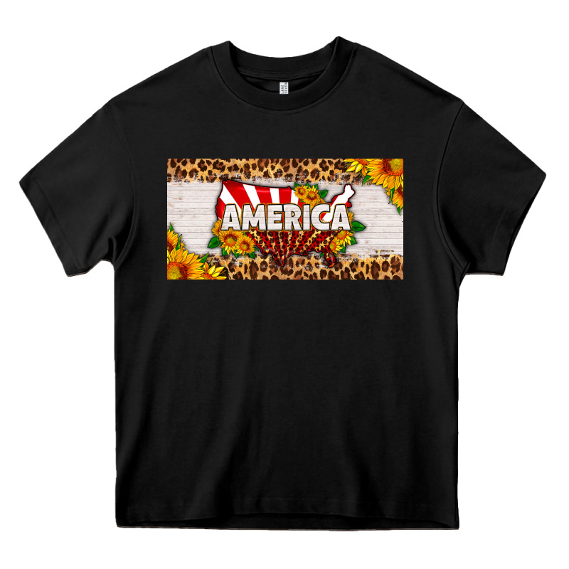 America Map Sunflower License Plate Heavy Core Tee by HRA Design Shop | Teevron