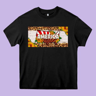 America Map Sunflower License Plate Heavy Core Tee Designed By Hra Design Shop