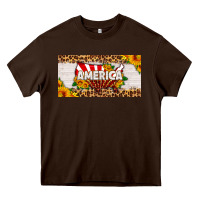 Chocolate Brown america map sunflower license plate Heavy Core Tee - HRA Design Shop