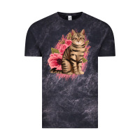 Cloud Black floral cat Vintage Tee - Jasminsmagicworld