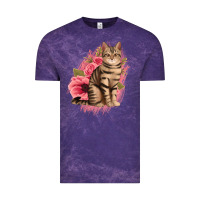 Cloud Purple floral cat Vintage Tee - Jasminsmagicworld