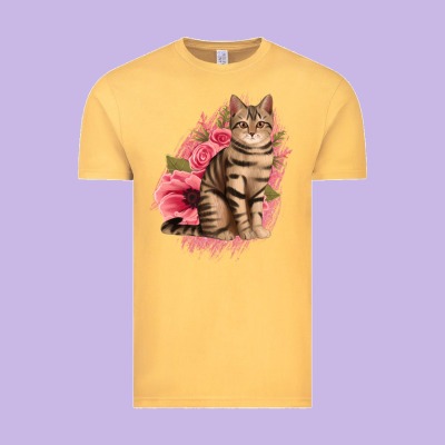 Floral Cat Vintage Tee Designed By Jasminsmagicworld