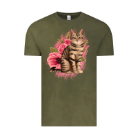 Vintage Olive floral cat Vintage Tee - Jasminsmagicworld