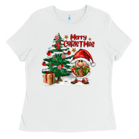 White merry christmas gnomes Ladies Tee - FaDigitalArtStudio