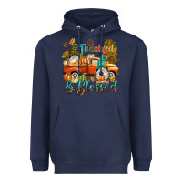 Navy Fall Thankful and blessed Heavyweight Hoodie - NancyCooperArtShop